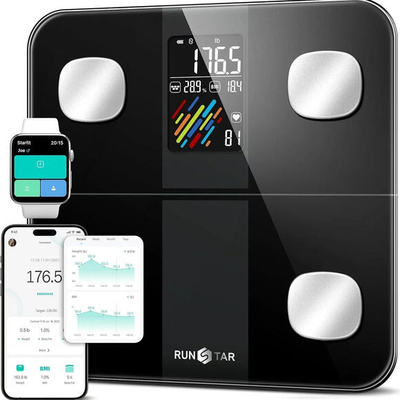 **SOLD** Runstar Smart Scale  Body Weight Fat Percentage BMI Heart Rate (no box) - Picture 1 of 1